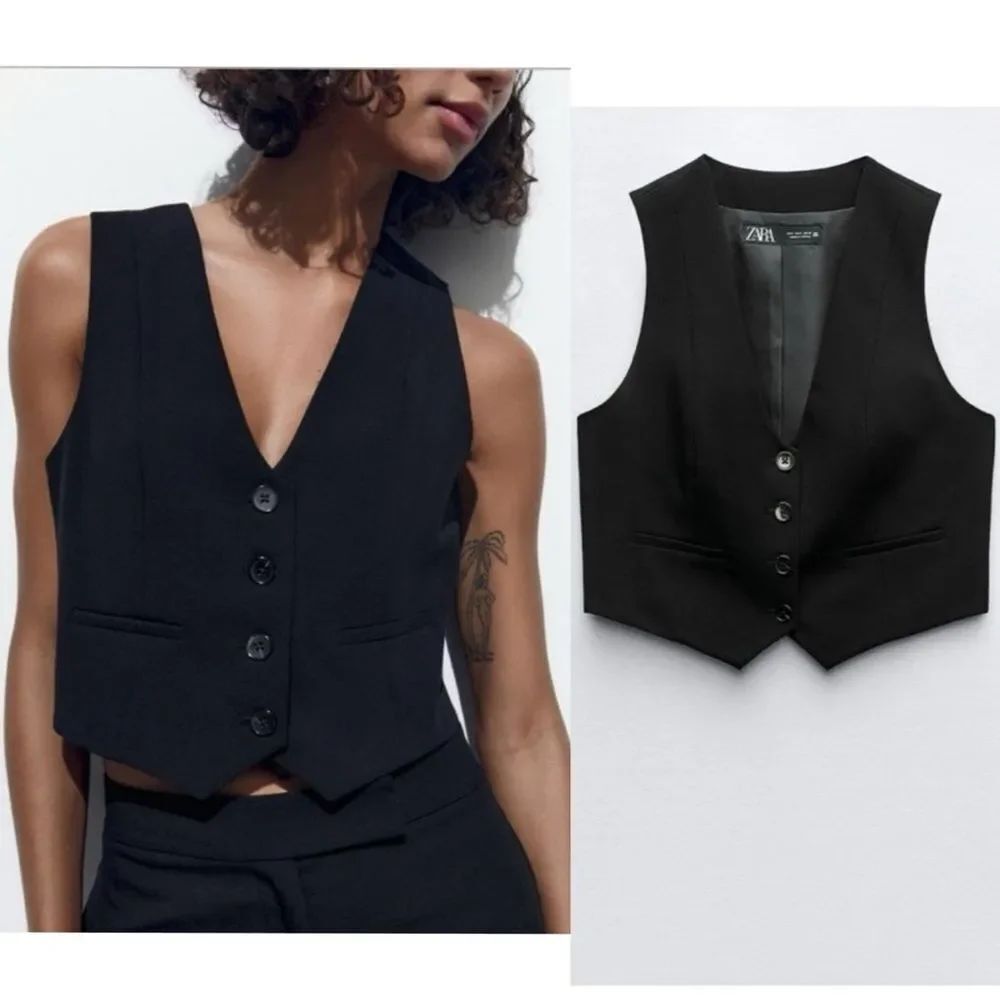 Zara Black VestโLined Blazer Size XS
